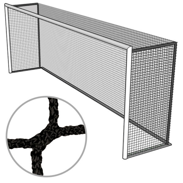 engmaschiges Tornetz für Kleinfeldtore (500x200cm) aus knotenlosem PP ø 4mm. Tiefe oben: 100 cm, Tiefe unten: 100cm in schwarz