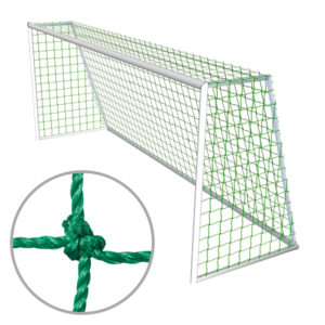 grünes Tornetz für Kleinfeldtore (500x200cm) aus geknotetem PE ø 4mm. Tiefe oben: 80 cm, Tiefe unten: 150cm