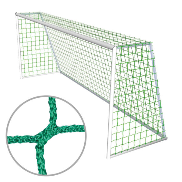 grünes Tornetz für Kleinfeldtore (500x200cm) aus knotenlosem PP ø 4mm. Tiefe oben: 80 cm, Tiefe unten: 150cm