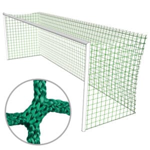 grünes Fussball Tornetz für Grossfeldtore (7.50 x 2.50) mit einer oberen und unteren Tiefe von 200 cm mit quadratischen Maschen aus knotenlosem, 5mm starkem PP