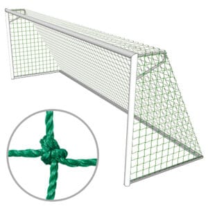 grünes Fussball Tornetz für Grossfeldtore (7.50 x 2.50) mit einer oberen Höhe von 80 cm und unten 200cm mit quadratischen Maschen aus geknotetem PE