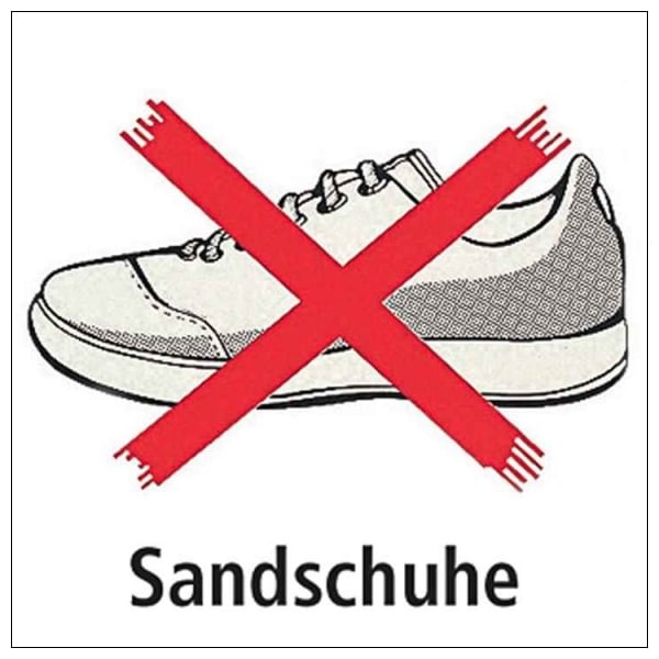 Hinweisschild "Verbot Sandschuhe" 30x30cm - TE1010