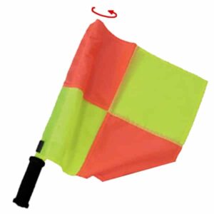 Linienrichterfahne Pro mit bequemem drehbarem Griff und gelb-oranger Fahne