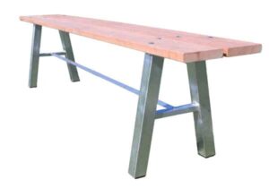 2m breite Sitzbank mit Holzlatten Break mit FSC Holzlatten ohne Lehne