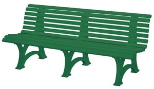 2m lange grüne Sitzbank Deluxe mit Lehne