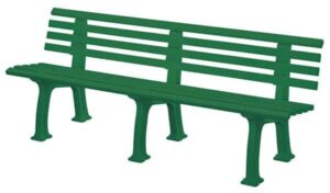 2m lange grüne Sitzbank Standard mit Lehne