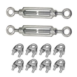 Spanngarnitur für Drahtseile mit geschlossenen Spannern